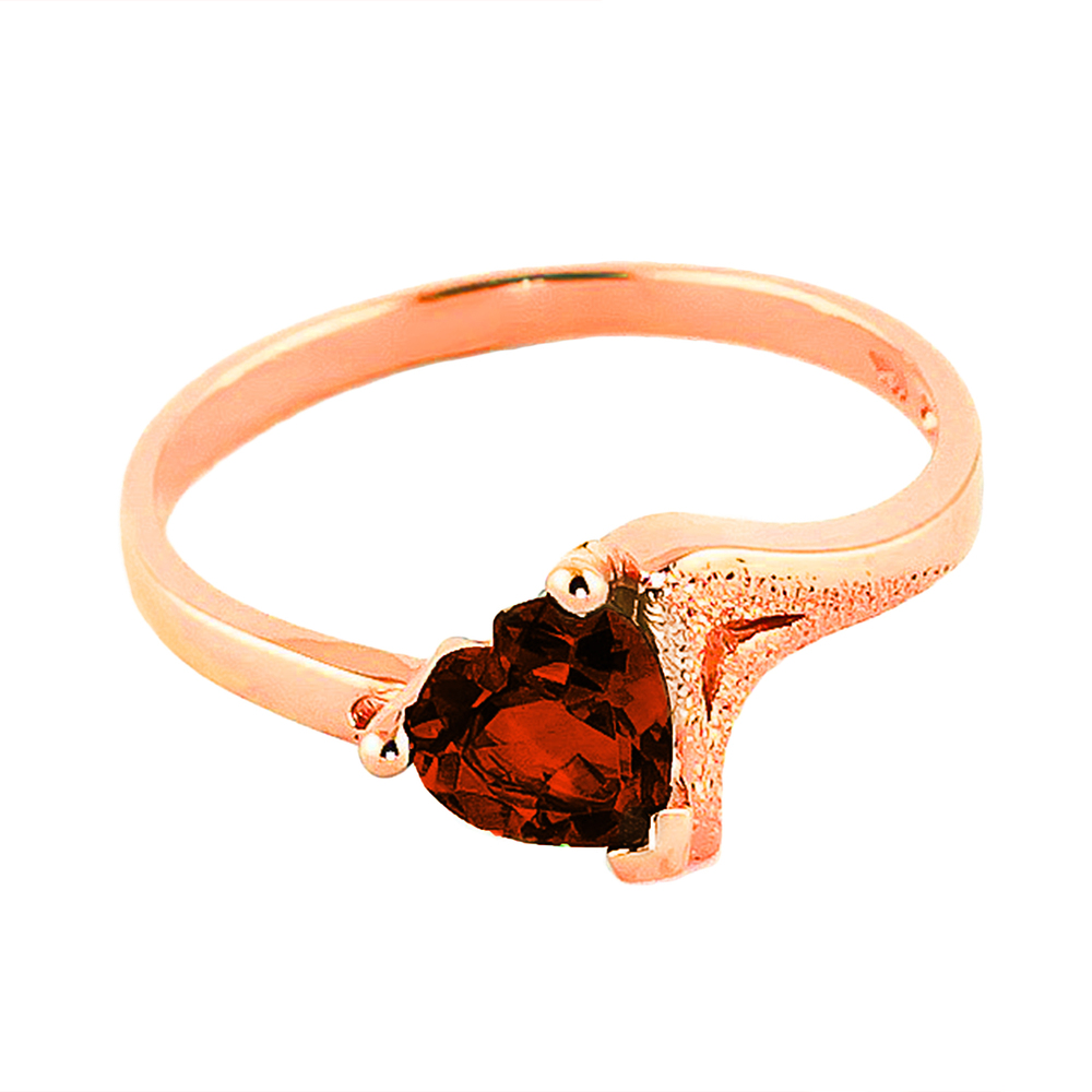 14K. SOLID GOLD RING WITH NATURAL GARNET (Rose Gold)